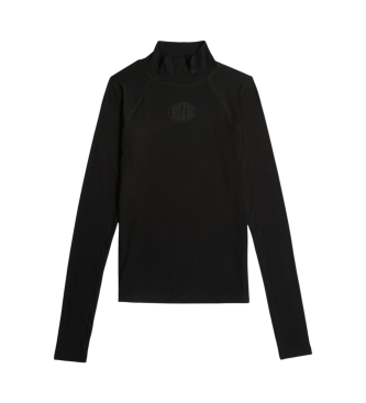 G-Star Logo Slim Rib Mock T-Shirt svart  