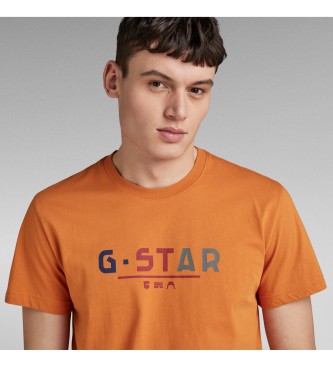 G-Star Majica z več logotipi oranžna