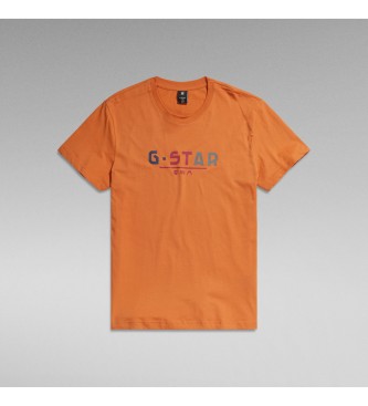 G-Star Majica z več logotipi oranžna