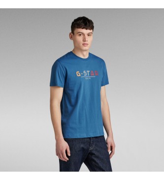 G-Star Koszulka z logo Multi niebieska