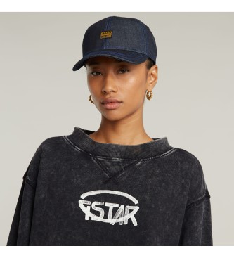 G-Star Prebarvana obrezana majica z logotipom Loose Sweatshirt črna