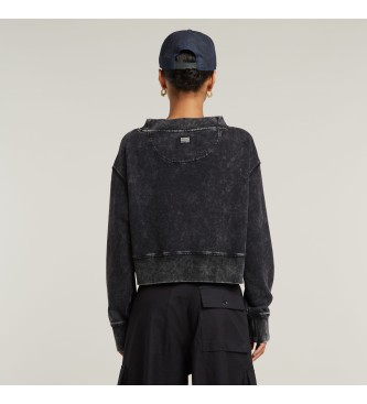 G-Star Sudadera Overdyed Cropped Logo Loose negro