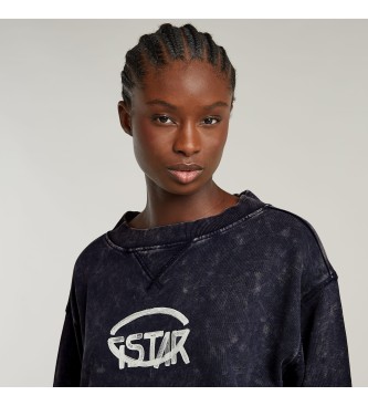 G-Star Sudadera Overdyed Cropped Logo Loose marino  