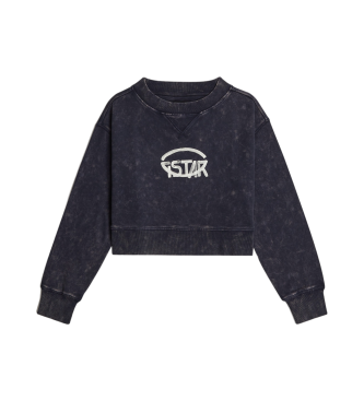 G-Star Camisola Overdyed Cropped Logo Loose azul-marinho  