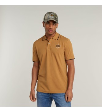 G-Star Polo Chest Logo Striped brown