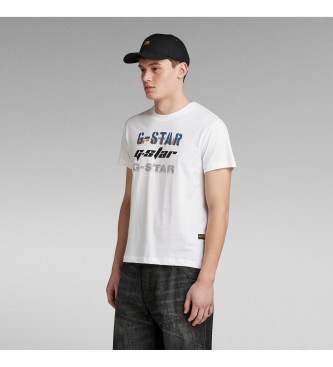 G-Star T-shirt med tre logotyper vit