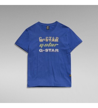 G-Star T-shirt med tre logotyper bl