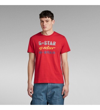 G-Star T-shirt rossa con triplo logo