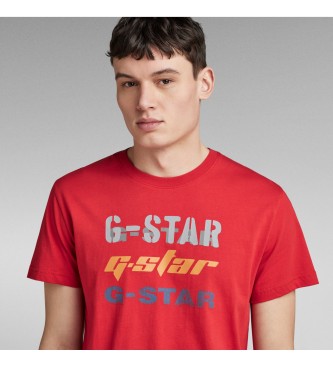 G-Star T-shirt rossa con triplo logo