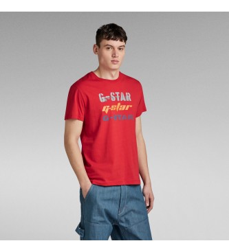 G-Star T-shirt com logtipo triplo vermelho