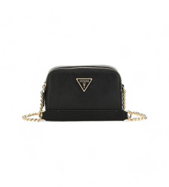 Guess Bolsa de ombro Noelle em saffiano preto