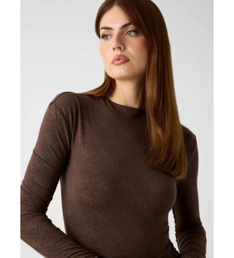 Guess 4G Logo-Bodysuit mit braunen Strasssteinen