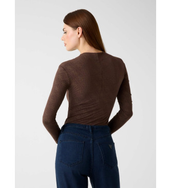 Guess 4G Logo-Bodysuit mit braunen Strasssteinen