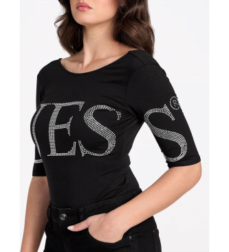 Guess Czarne błyszczące body z logo