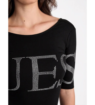 Guess Czarne błyszczące body z logo
