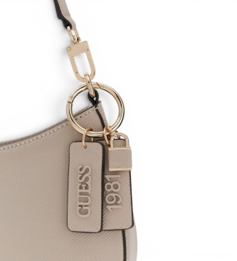 Guess Schoudertas Noelle saffiano beige