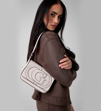 Guess Borsa a spalla con patta Ruby bianco sporco