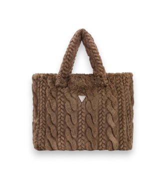 Guess Brown braided synthetic fur Ilde bag
