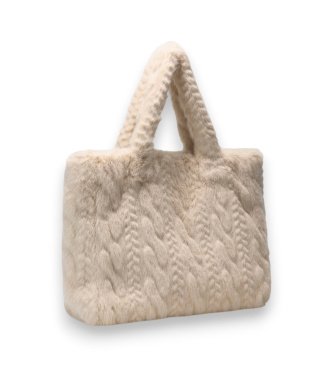 Guess Ilde cream braided faux fur bag