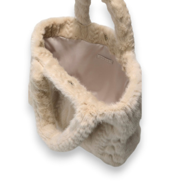 Guess Ilde cream braided faux fur bag