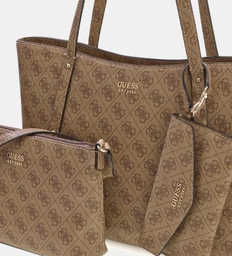 Guess Bolsa tote com fecho de correr superior Brenton beige