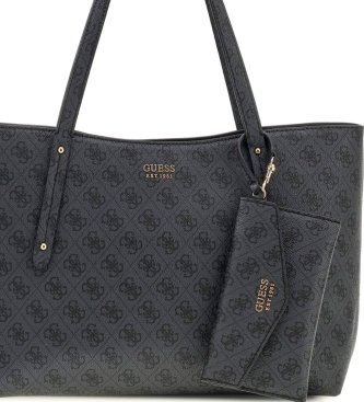 Guess Bolsa tote com zíper superior Brenton cinza escuro