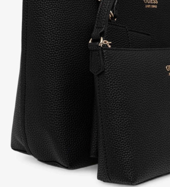 Guess Brenton tote-taske med lynlås ovenpå sort
