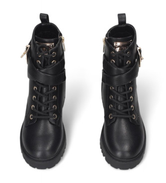 Guess Botins de couro Olsy preto