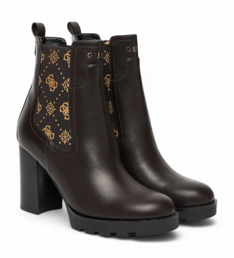 Guess Botins Nealle com logtipo 4G castanho 