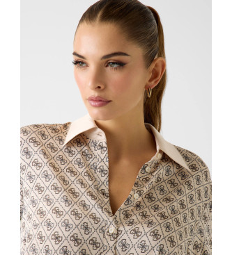 Guess Chemise avec logo beige sur toute la surface