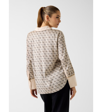 Guess Chemise avec logo beige sur toute la surface