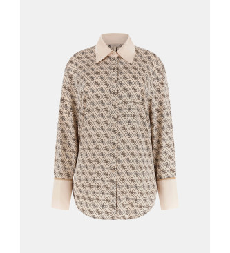 Guess Chemise avec logo beige sur toute la surface
