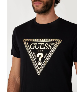 Guess T-shirt Chain Tri Logo schwarz