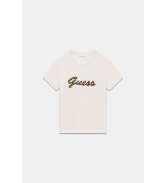 Guess Cream white beaded logo t-shirt