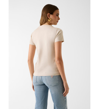 Guess Majica z logotipom v bež barvi z bleščicami