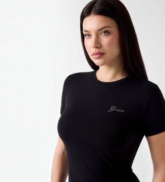 Guess Camiseta com logo de strass preto