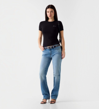 Guess Camiseta com logo de strass preto