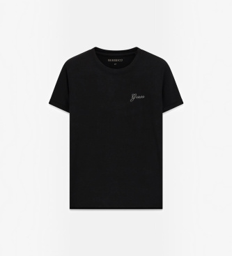 Guess Camiseta com logo de strass preto