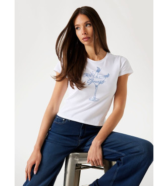 Guess Camiseta con logotipo strass blanco