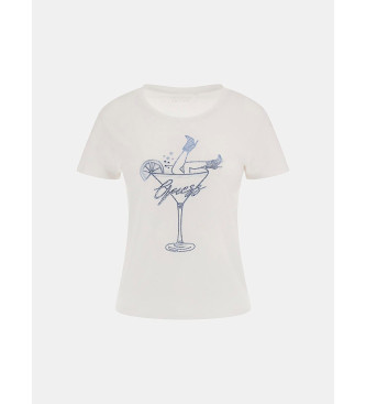 Guess Camiseta con logotipo strass blanco
