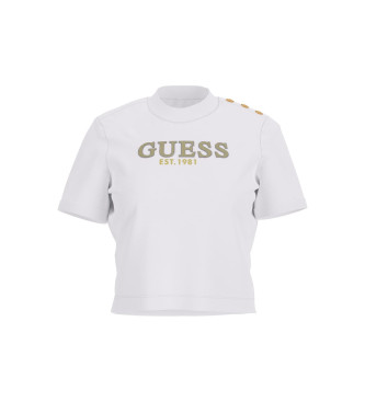 Guess T-shirt branca com corte e lavagem