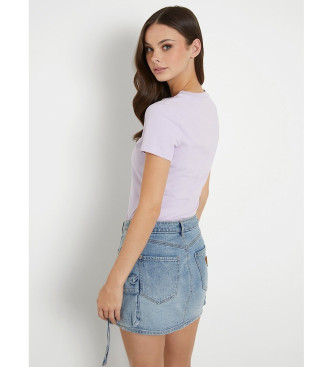 Guess Elastyczna koszulka z liliowym logo z przodu