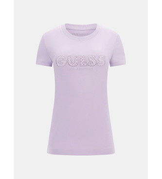 Guess Camiseta elstica con logotipo frontal lila