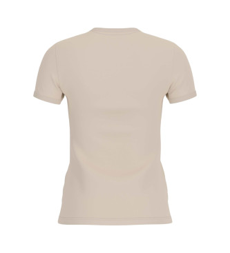 Guess Elastisch T-shirt met klein beige driehoekig logo