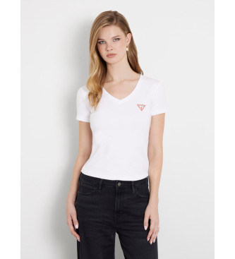 Guess Elastisk T-shirt med liten triangellogo vit