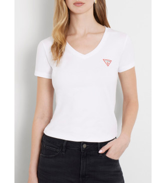 Guess Elastisk T-shirt med liten triangellogo vit