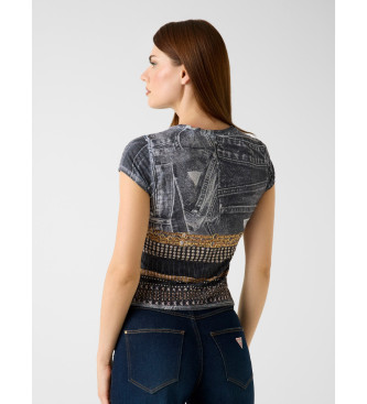 Guess Črna majica s potiskom