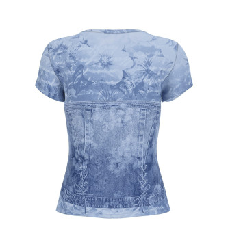 Guess Maglietta blu Flower Denim R5 Sub