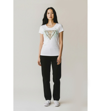 Guess Camiseta Flower Triangle blanco