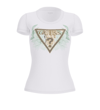 Guess Camiseta Flower Triangle blanco